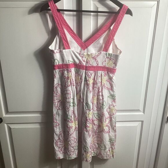 Lilly Pulitzer Amber Fruit Punch Embroidered Lined Dress Sz 4P Empire - Picture 4 of 9